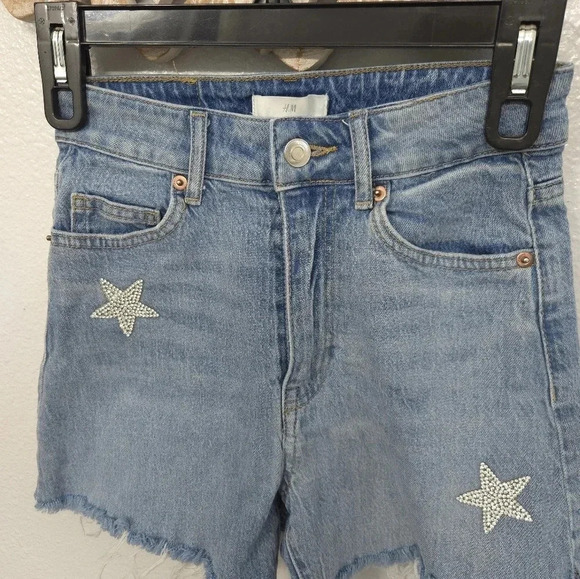 H&M Custom Bedazzled Stars Jean Shorts - Picture 6 of 10